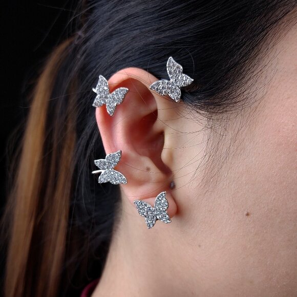 Butterfly Cuff Clip Earrings 4 - Left Ear Only - Picture 5 of 5